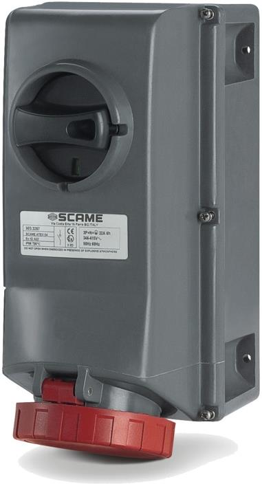 Взривозащитен контакт 3P+Е 16A EX II 2D зона 21/22 с мех. блокировка IP66/IP67 IK10 Scame, SCAME, 503.1686