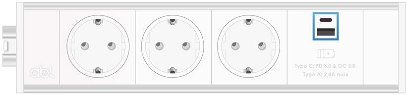 Модул Link 4M с 3х Шуко и USB тип A+C, цвят Бял, ABL, ABL Сърбия, 2M21F3A3