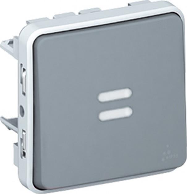 Бутон за вграждане със светлинна индикация 10A IP55 цвят Сив Plexo Legrand