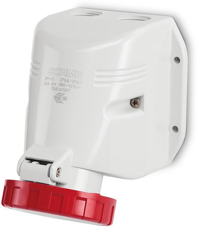 Промишлен контакт 3P+Е 16A 6h IP66 серия Optima Top M25 открит монтаж Scame-518.1656T