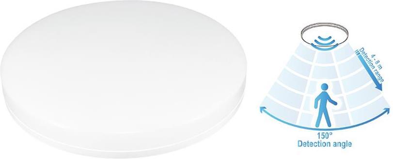 Осветително тяло LED тип плафон с микровълнов сензор 18W IP54 4000K 1500lm  диаметър 280мм Commel, COMMEL, C407-202