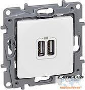 Розетка 2хUSB за зареждане тип А 5V 3A 12W цвят Бял Niloe Legrand - 764594