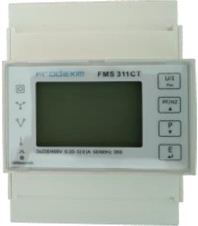 Трифазен мерител за ИНДИРЕКТНО мерене на ел. енергия, Modbus, 2 тарифи, за DIN монтаж 4 мод, Frodexim, FRODEXIM, FMS311CT