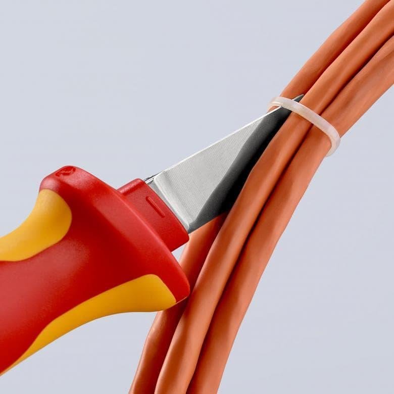 Кабелен нож, VDE 1000V жълто-червена ръкохватка 190мм, Knipex - K9852
