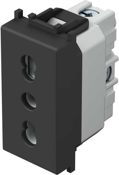 Контакт италиански стандарт 2P+E 16A 1 мод. цвят Черен мат Modul TEM, VM30SB