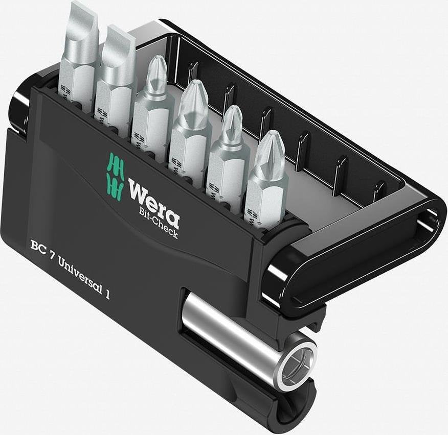 Комплект 6х бита и държач 893/4/1 K, Bit-Check 7 Universal Wera - W056295
