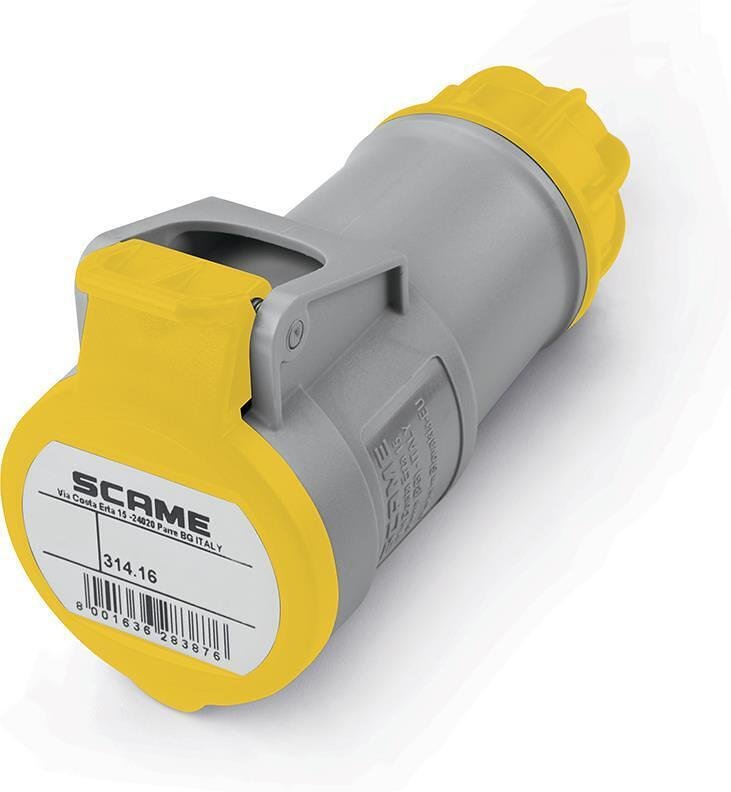 SCAME - Промишлен контакт подвижен жълт 2P+Е 16A 4h IP44 серия XENIA 314.1640