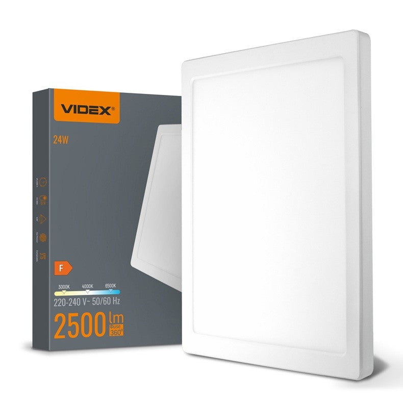КВАДРАТЕН LED ПЛАФОН VL-DL6S-24CW 3K/4K/6.5K 3CCT VIDEX  - БЯЛ