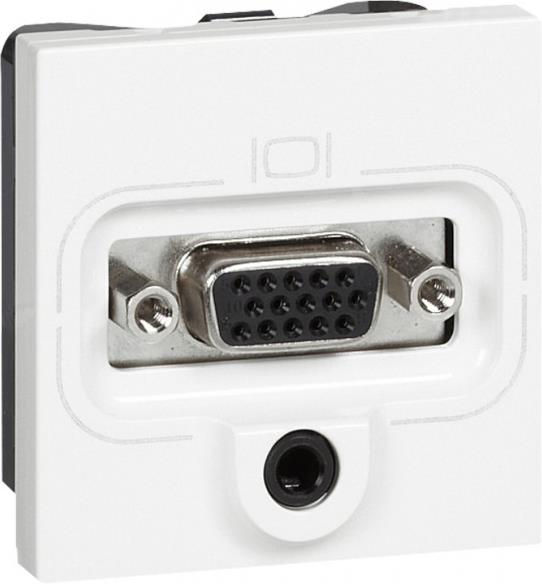 Розетка HD15-VGA+ аудио жак 3.5мм2 2 мод. с клемна връзка цвят бял Mosaic Legrand, LEGRAND, 78774