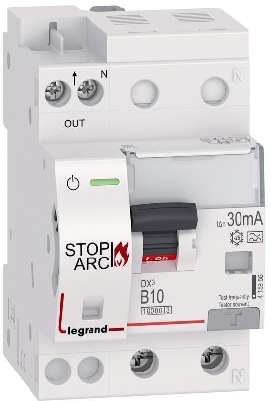 Автоматичен прекъсвач комбиниран AFDD серия DX3 STOP ARC 1P+ND крива B 10A 30MA, LEGRAND НИСКО НАПРЕЖЕНИЕ, 415956