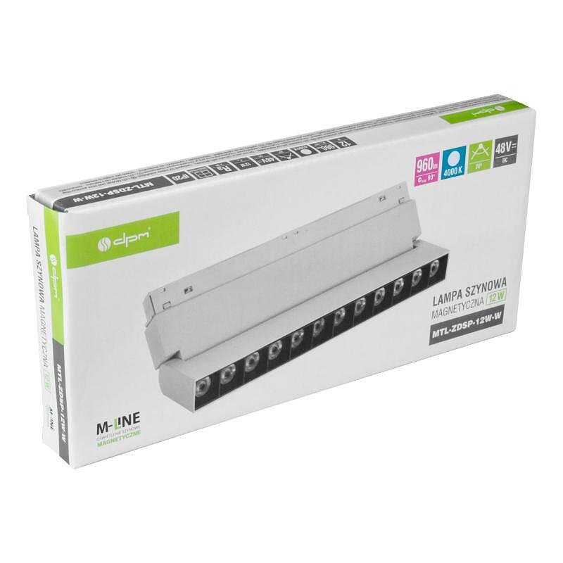 Линейна лампа с магнитна релса, регулируема M-LINE, бяла, 12 W, 960 lm, 4000 K, DPM, MTL-ZDSP-12W-W