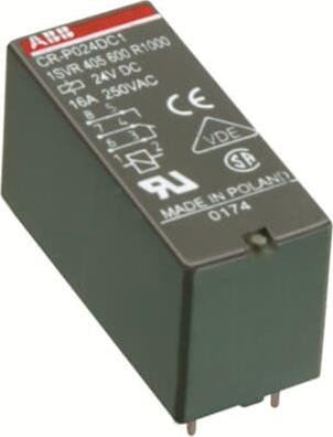 Реле интерфейсно CR-P 120 VAC, 16A, 1 превключващ контакт, монтаж в цокъл ABB, 1SVR405600R2000