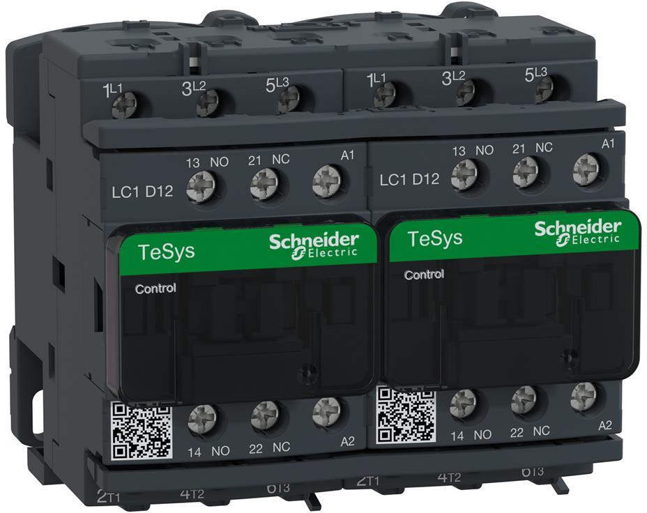 Контактор реверсивен TeSys D 3P 5.5kW (12A AC-3) 2NO+2NC 230V 50/60Hz SE, SCHNEIDER ELECTRIC НИСКО НАПРЕЖЕНИЕ, LC2D12P7