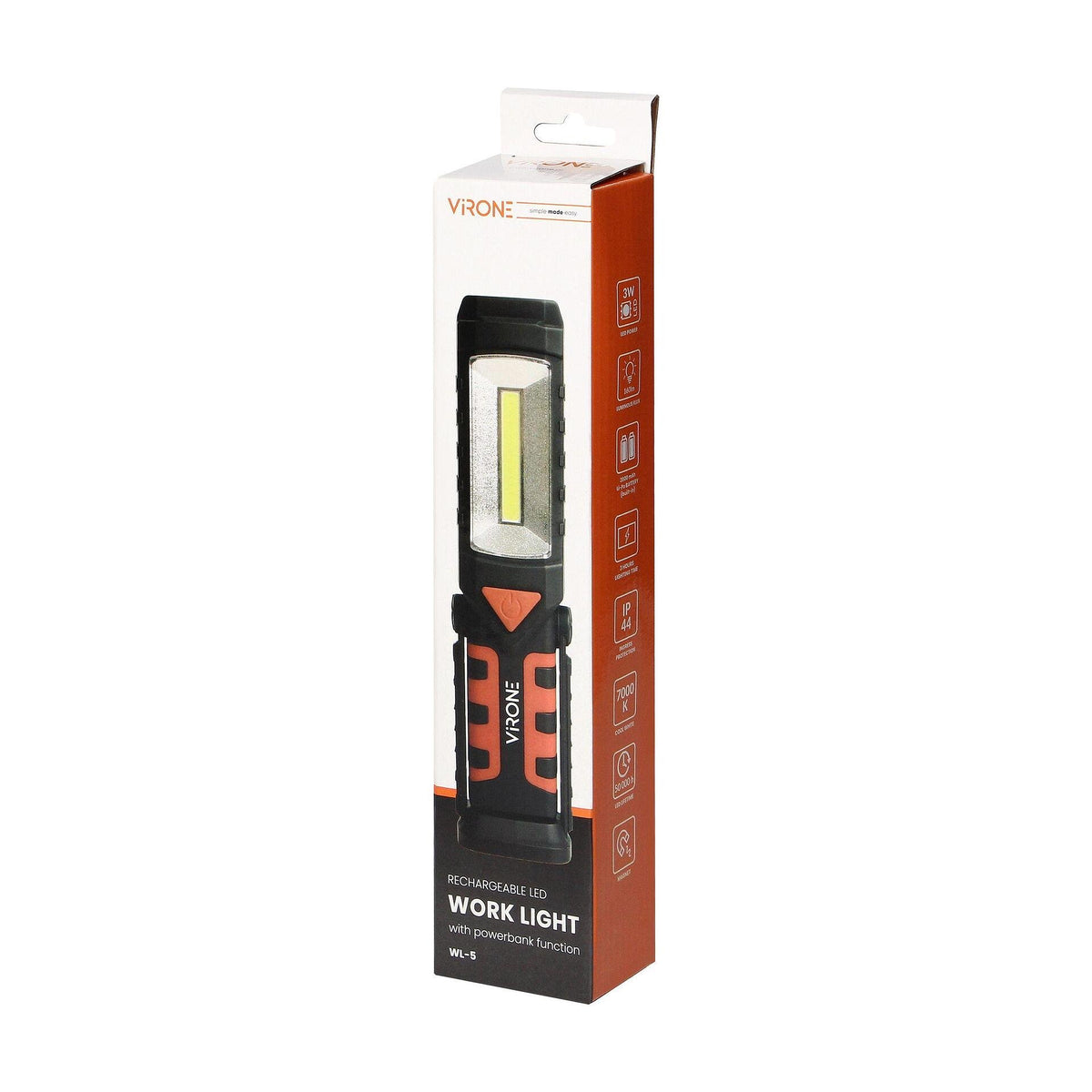 Акумулаторна LED COB работна светлина 3W+1W LED 2800mAh с powerbank - WL-5, VIRONE