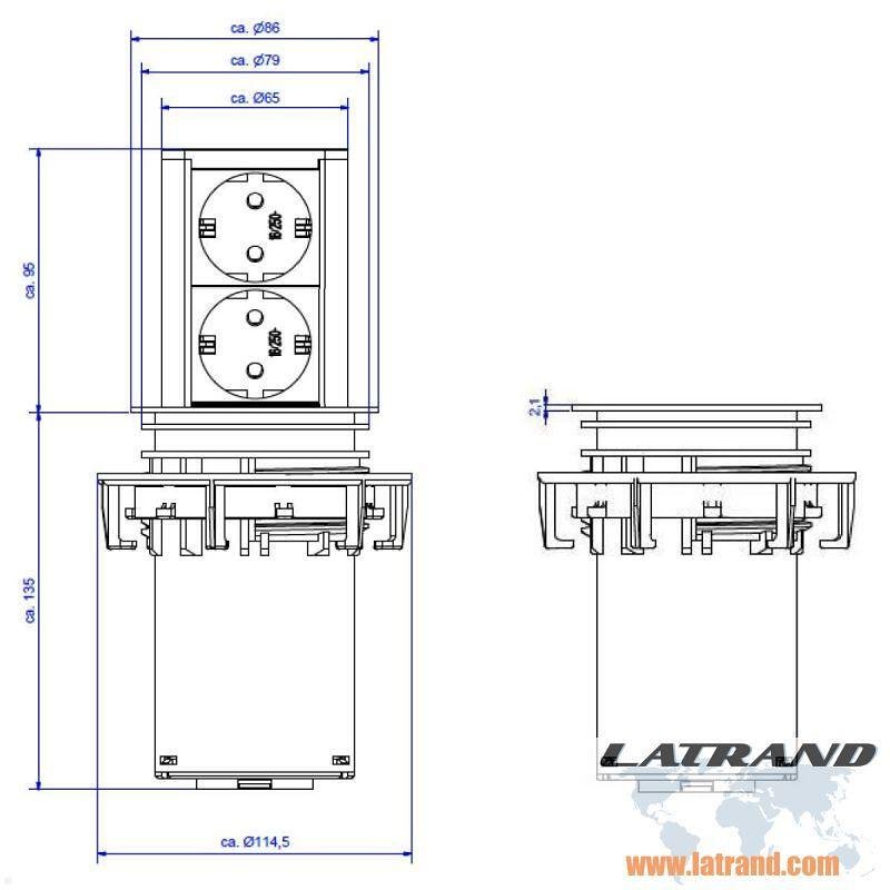 Модул ELEVATOR с 2х Шуко, с кабел 2м, цвят Черен, Bachmann - B928.0024