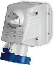 Промишлен контакт с ключ 0/I 3P+N+Е 16A IP66 серия Optima модел Combi Scame-518.1657TS син/бял