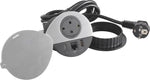 Модул за вграждане в бюро с 1х Шуко, USB тип A+C и 1х RJ45 Cat.6 UTP, кабел 2m, Ø80mm, цвят ЧЕРЕН с капак, Incara Disq Legrand, LEGRAND, 654713