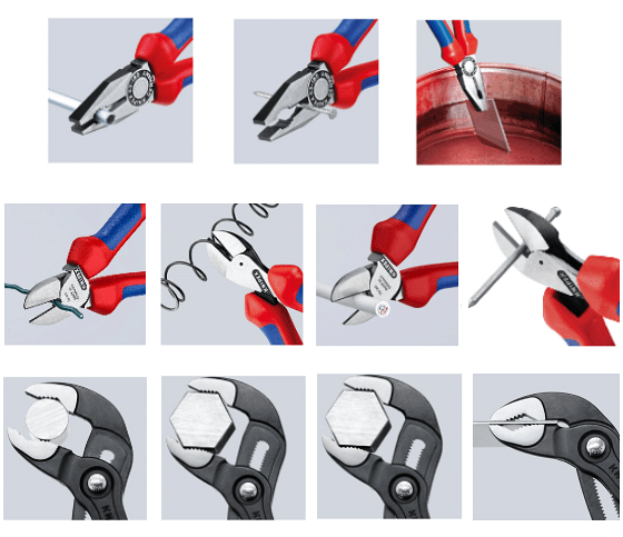 Комплект с 3 бр. клещи - комбинирани 180мм (K0302180), резачки 160мм (K7002160), Cobra 250мм (K8701250), Knipex - K002009V01