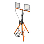 Професионален Строителен LED Прожектор  2х50W 2х4500lm 4000K със стойка триножник IP65 220V с кабел H05RN-F 3x1mm2 3,0 метра Latrans с удобна чанта за съхранение и пренасяне