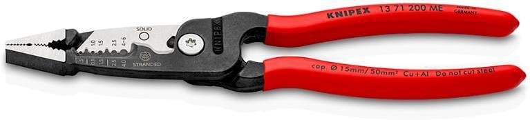 Клещи инсталаторски 5-в-1, червена ръкохватка 200мм, Knipex - K1371200ME