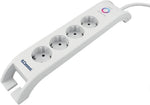 Разклонител с копче БЯЛ 4x2P+E с 2xUSB тип А и гръмозащита, с кабел 2 метра / 1.5mm2 Commel, COMMEL, C380-108