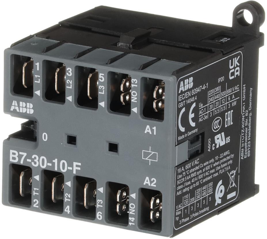 Контактор B7-30-10-F 3P 5.5kW (16A AC-3) 1NO 24V 50/60Hz ABB, GJL1311003R0101