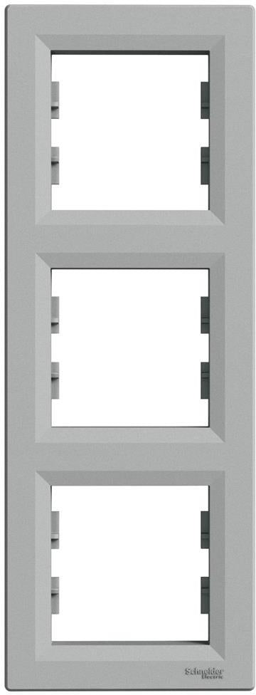 Рамка 3х вертикална цвят Алуминий Asfora SE, SCHNEIDER ELECTRIC, EPH5810361