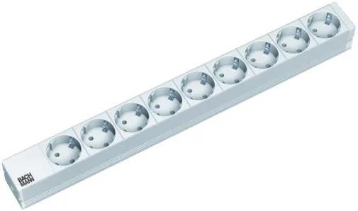 Разклонител PDU 19" 1U 9x ШУКО, кабел 2м и щепсел универсален 16A, Bachmann, BACHMANN, B333.401