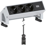 Модул DESK 2 с 3х Шуко, с кабел 1.5м, цвят Инокс, Bachmann, BACHMANN, B902.500