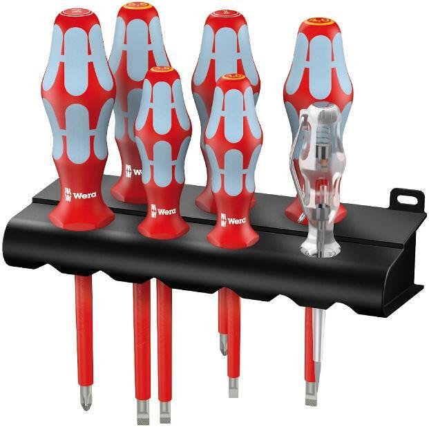 Комплект отвертки, 4x шлиц, 2x PH и фазомер, неръждаема стомана, 3160/7 Kraftform VDE 1000V Wera - W022728