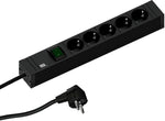 Разклонител ЧЕРЕН 5x2P+E с кабел 2 метра / 3x1.5мм2, копче, CONNECT LINE, Bachmann, BACHMANN, B420.0013