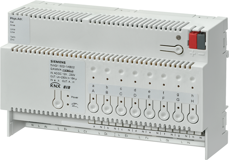 Актуатор изходи N502/02 8х 230Vac 16A + 8х входа 8DIN KNX Siemens, 5WG1502-1AB02