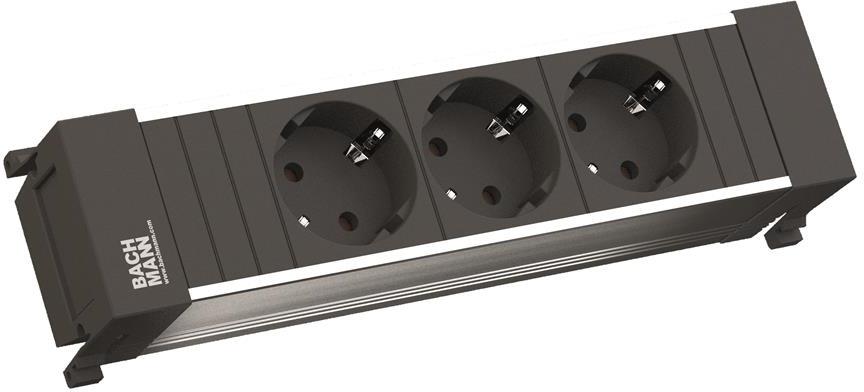 Модул за POWER FRAME 3M с 3х Шуко, цвят Черен, Bachmann, BACHMANN, B317.100