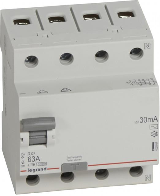 ДТЗ 4P 63A 30mА серия RX3 ID тип AC Legrand, LEGRAND НИСКО НАПРЕЖЕНИЕ, 402064