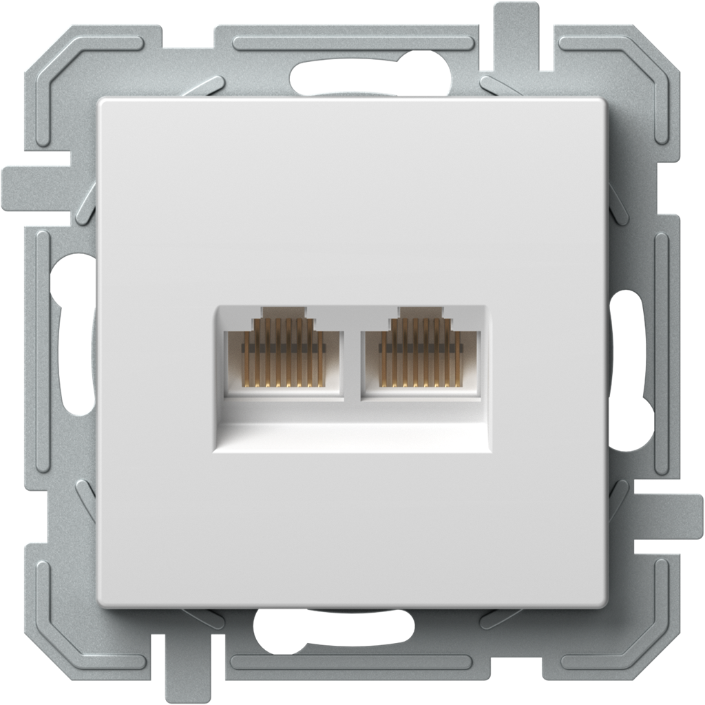 Розетка 2xRJ45 UTP cat.5e цвят Бял Logiq TEM, KQ39PWXO