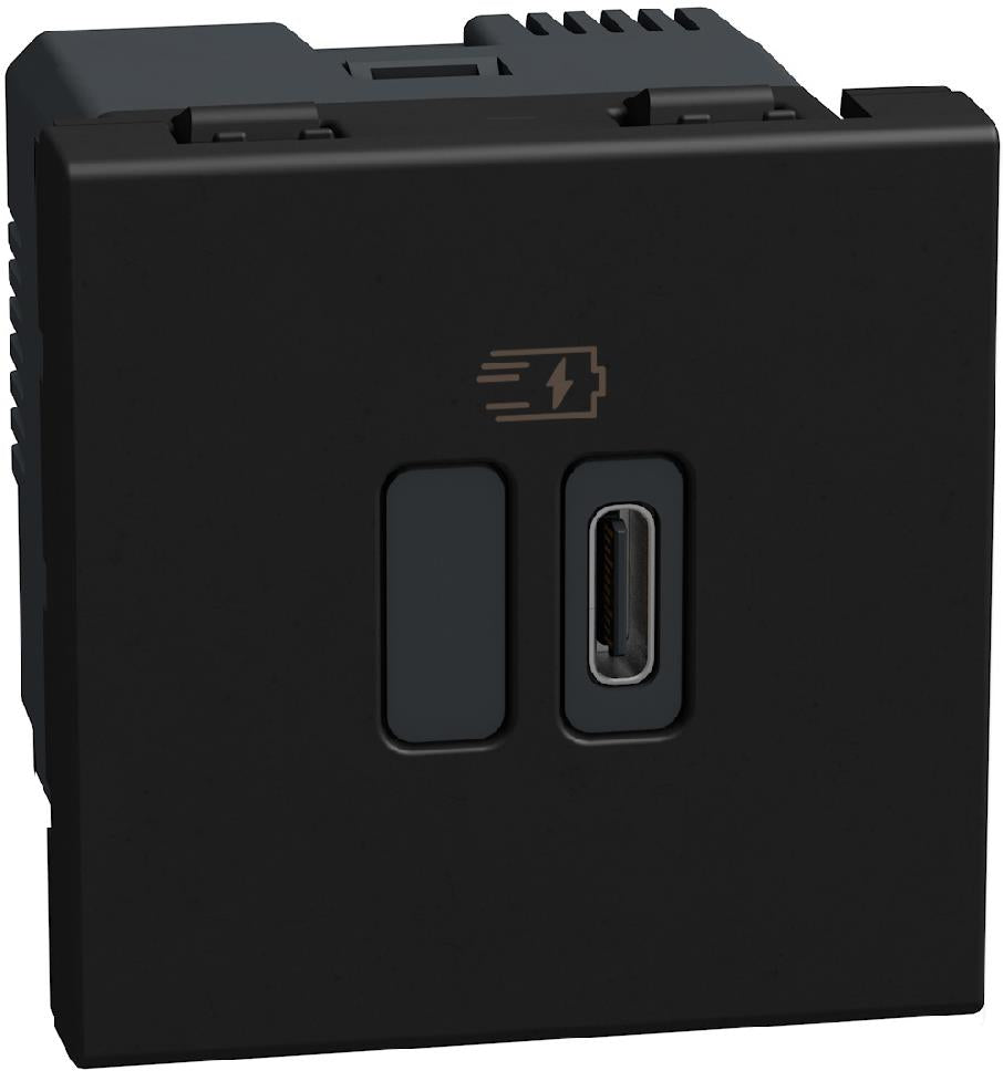 Розетка USB за зареждане тип C Power Delivery 45W 2 мод. цвят Графит Light Now Bticino, BTICINO, YD4294C