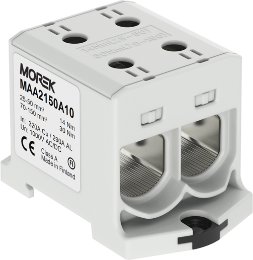 Тунелна клема СИВА 1P 320A с 4 отвора OTL150-2 2xAl/Cu 25-150mm² 1000V MOREK, MAA2150A10