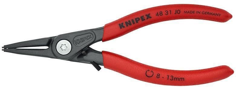 Зегер клещи прецизни, Ø8-13мм, червена ръкохватка 140мм, с ограничител, Knipex - K4831J0