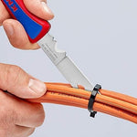 Сгъваем нож за електротехници, синьо-червена ръкохватка 120мм, Knipex - K162050SB