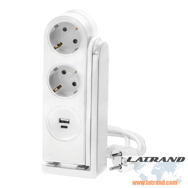 Разклонител за бюро с 2 гнезда шуко и две Usb-ORAE13245(GS)/W/1,4M, ORNO