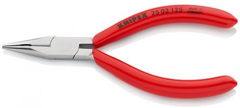 Клещи резачки с остър връх, хромирани, червена ръкохватка 125мм, Knipex - K2503125