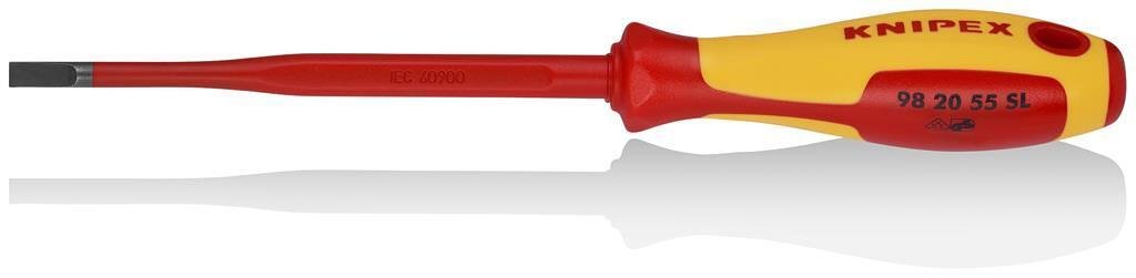 Отвертка шлиц 5.5 Slim, VDE 1000V жълто-червена ръкохватка 232мм, Knipex - K982055SL