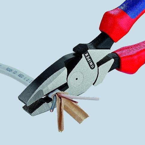 Комбинирани клещи Lineman, синьо-червена ръкохватка 240мм, Knipex - K0902240