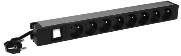 Разклонител PDU 19" 1U 8x ФРЕНСКИ стандарт, с ключ, кабел 3м и щепсел универсален 16A, Legrand, LEGRAND, 646822