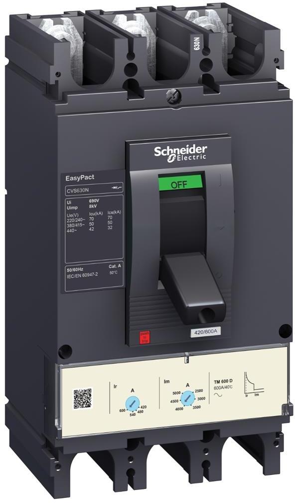 Автомат CVS630F 3P 600А TM 36kA регулируем (In x 0.7...1) SE, SCHNEIDER ELECTRIC НИСКО НАПРЕЖЕНИЕ, LV563306