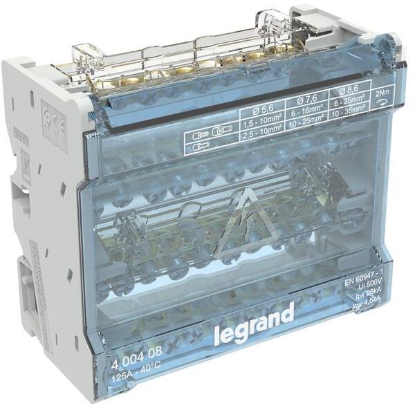 Разпределителен клемен блок 125A 4P 6 модула Legrand, LEGRAND НИСКО НАПРЕЖЕНИЕ, 400408