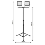 Професионален LED Строителен Прожектор 2x50W със Стойка | 10 000 lm | IP65 | Телескопичен Трипод 1.77 m | Неутрална Светлина 4500K