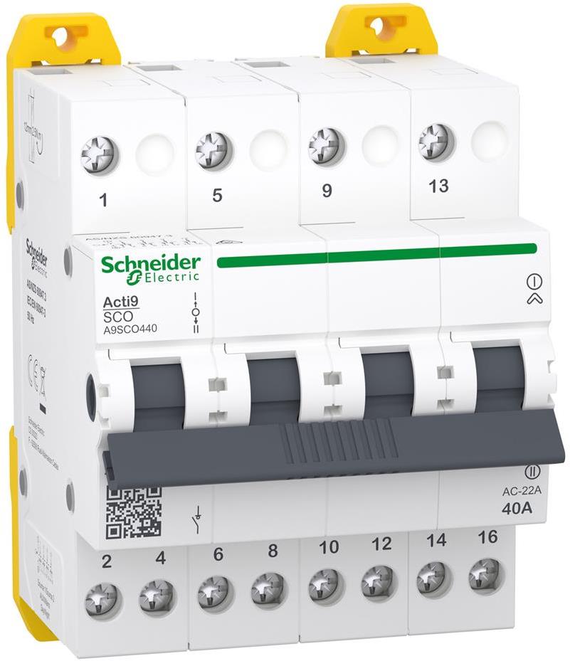 Ум шалтер I-0-II DIN монтаж Acti 9 iSSW 40A 4P 415V 4 мод. SE, SCHNEIDER ELECTRIC НИСКО НАПРЕЖЕНИЕ, A9SCO440