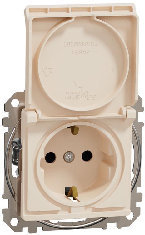 Контакт шуко с детска защита авт. и капак цвят Крем Sedna SE, SCHNEIDER ELECTRIC, SDD112024