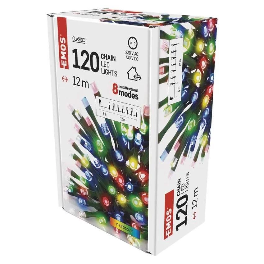 Комплект коледни лампички 120x LED многоцветни 12м IP44 с 8 програми CLASSIC EMOS - D4AM08